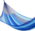 NOVICA Multicolor Sky Blue Striped Hand Woven Nylon Mayan 1 Person Rope Hammock 'Blue Caribbean' (Single)