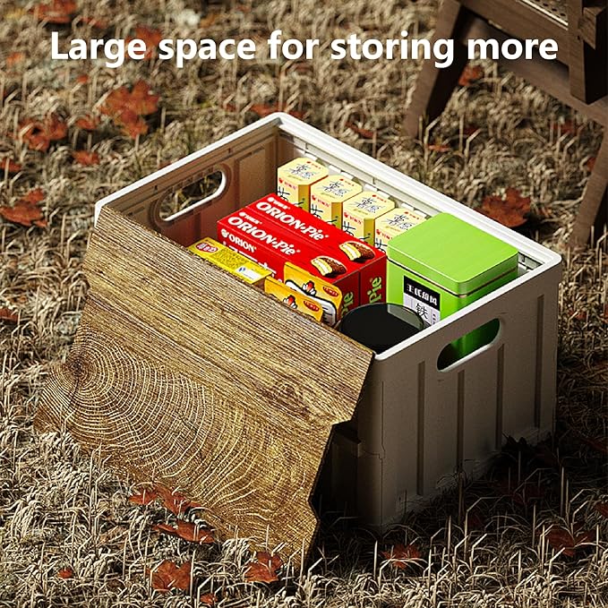 7.93-13.21 gallon large capacity camping folding box storage box organizing box suitable for home outdoor camping car use - black white green (White stripes 16.5x11x8.6)