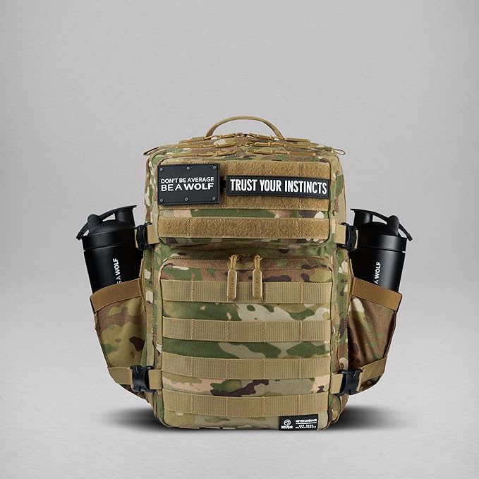 WOLFpak 25L Athletic Gym Backpack (OCP Camo) Durable 1000D Waterproof Oxford Material w/MOLLE Webbing Laptop Pocket &amp Dual Cup Holders Durable Fitness/Travel/Military Daypack