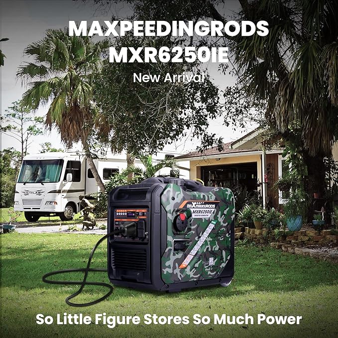 MaXpeedingrods 5500W Inverter GeneratorGas Powered 86lbs Electric Start EPA Compliant for Mobile Home Yard Garage WoodworkWheel &amp Handle KitRV Ready
