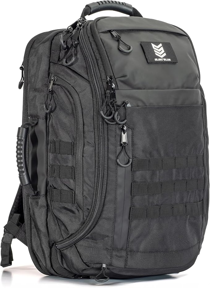 CARGO 48L Tactical Travel Backpack Dual 17 Inch Device Bays RF and NFC Shielded Compartments 1000D Water Resistant Shell MOLLE Compatible Duffel Convertible 3 Day Pack