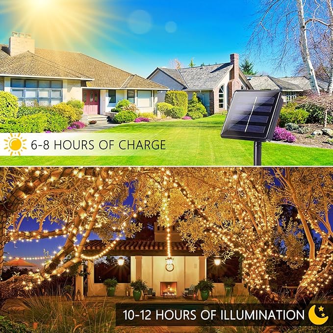 6 Pack Solar String Lights for Outside 285 FT Total 720 LED Solar Chrismas Lights Outdoor with 8 Modes &amp Memory Function Waterproof Twinkle Light for Xmas Tree Yard Party Decorations (Warm White