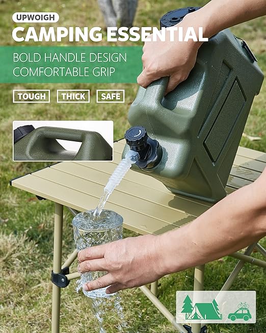 UPWOIGH Water Container 2.6 Gallon Water Jug Truly No Leakage Water Storage Military Green Water TankCamping Essentials BPA Free Portable Emergency Water Containers for Camping Hiking
