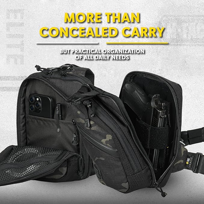 M-Tac Elite Sling Bag - EDC Tactical Crossbody Concealed Carry CCW Chest Pack