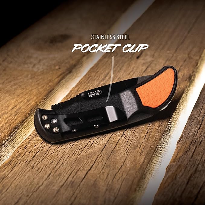 OUTDOOR EDGE 3.0 RazorLite EDC Knife (Blaze Orange) - Replaceable Blade Knife with Pocket Clip Lightweight Everyday Carry Utility Knife for Hunting Camping &amp Survival – Includes 4 Stainless Ste