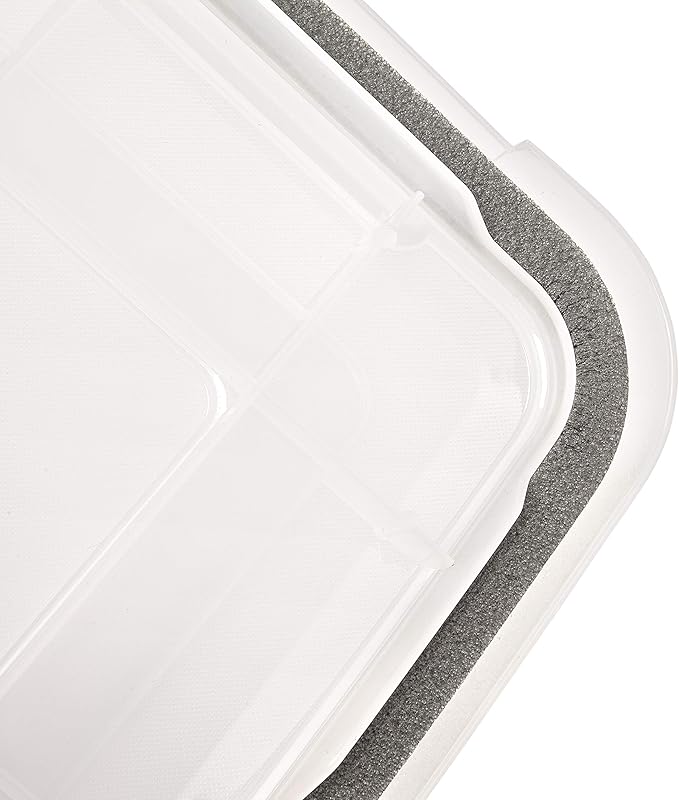 IRIS USA WeatherPro 32 Qt Storage Bins with Lids 4 Pack BPA-Free Plastic Gasket Box with Tight Latch and Seal Stackable Nestable Tote Tub - Clear/Black