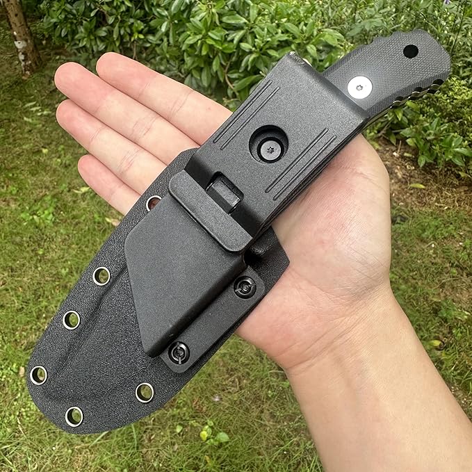 Fixed Blade Knife with Sheath 3.9 D2 Steel Survival Knives for Camping Bushcraft Hunting Ergonomic G10 Handle Outdoor Survival Gear Gift for Men Black