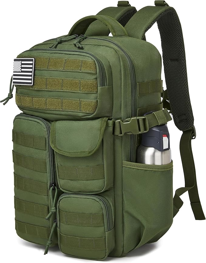 Wotony Tactical Backpack - Military waterproof backpack with multiple pockets and tactical gear for the outdoors (army green 25L)
