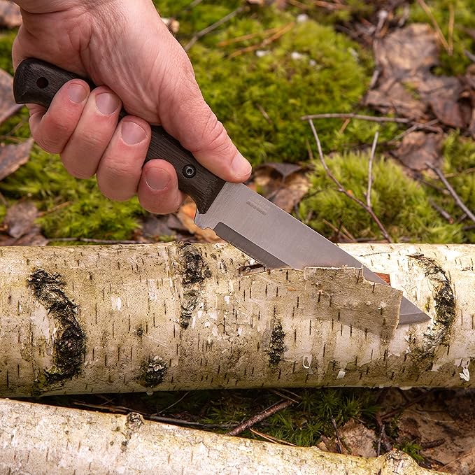 BPSKNIVES Nighthawk Adventurer - Camping Knife - Fixed-Blade Stainless Steel Survival Knife - Black Leather Sheath and Firestarter - Outdoor Full Tang Knives - Bushcraft Knives