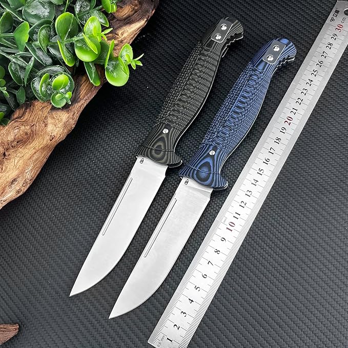 Daily Use Folding Knife with D2 Blade &amp G10 Handle Portable Outdoor EDC Tool for Camping Hunting Survival (Black)