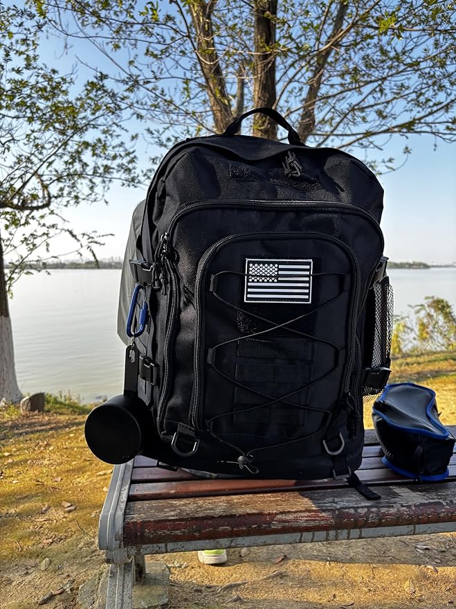 Large Expandable Tactical Backpack for Men Military Backpacks 40-64L 3 Day Assault Pack Molle Bag For Outdoor Adventures Car Travel Backpacks Black