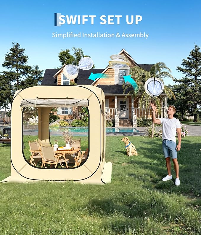 Pop up Sports Tent 6x6 Ft Instant Shelter for 2-3 Person Outdoor All Weather Pop Up Tent Rainproof Camping Sun Shelter Coldproof &amp Windproof for Sports Events Camping Fishing Cheering
