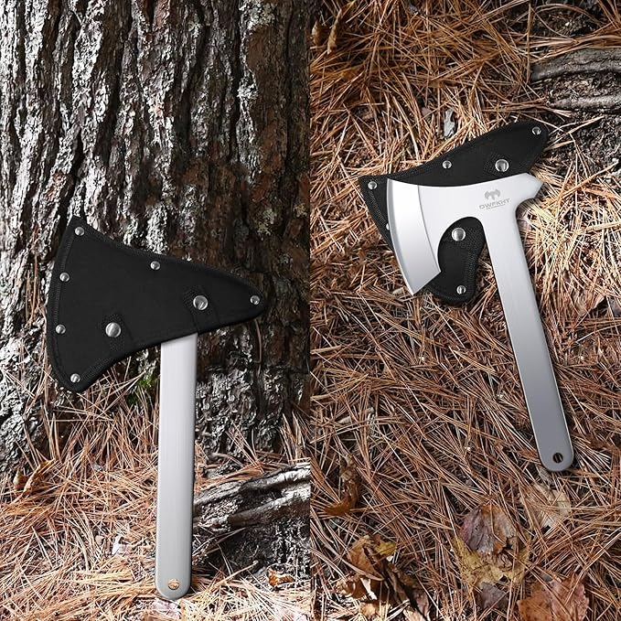 Throwing Axe Set 2 Pack 10.2 Throwing Axes and Tomahawks Full Tang Stainless Steel with Nylon Sheath 4.3 Blades Design Perfect for Axe Throwing Game Competition and Recreation