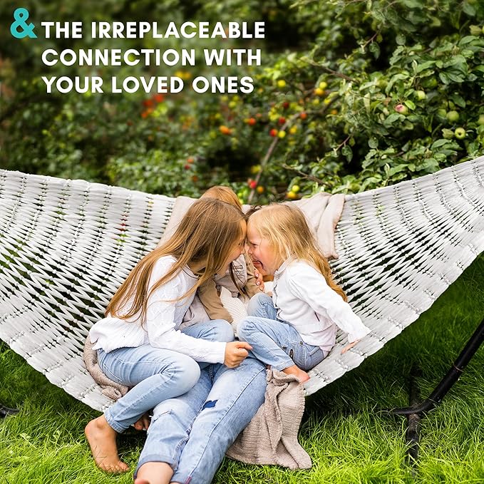 Tranquillo Hammock 550 lbs Capacity Double Hammocks Camping Hammock with Hammock Straps Hammocks for Outside Hiking Camping Essentials Indoor - Garden Portable Tree Straps White
