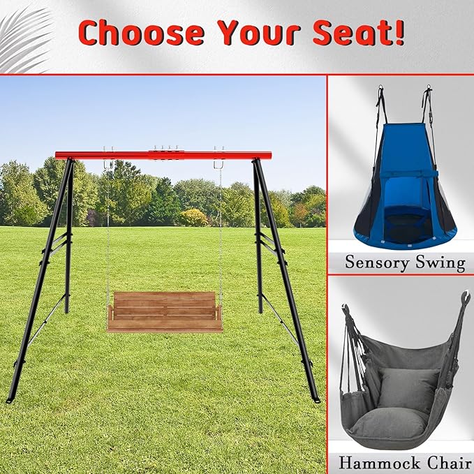 Swing Stand Frame Swing Sets for Backyard Hammock Chair Stand Only Max Load 550Lbs for Patio Playground Park(Swing not Included)