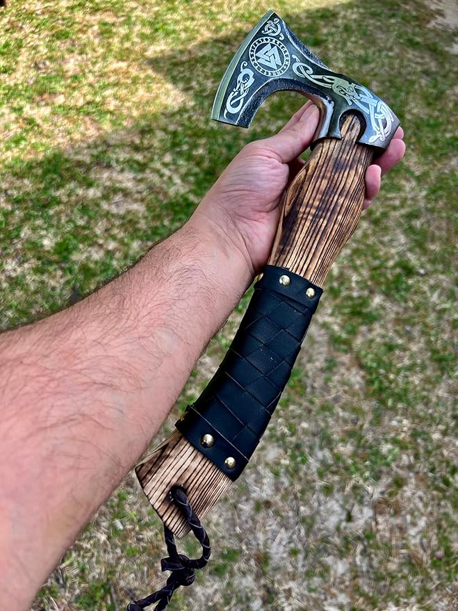 AX-7006 Custom Handmade 15.00 Inches High Carbon Steel Viking Axe - Gorgeous and Solid Ash Wood Handle