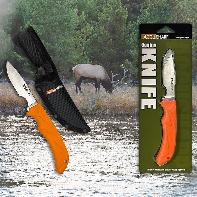 AccuSharp Bone Saw &amp Caping Knife Bundle Ergonomic and Durable Cutting Tools with Sheaths Precision Tools for Game Processing Camping and Outdoor Adventures