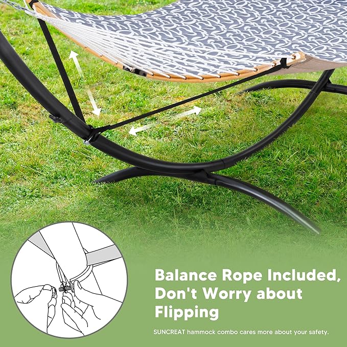 SUNCREAT Portable Outdoor Hammock with Stand Double Hammock with Stand for Outside Patent Pending Gray