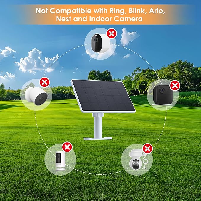 Solar Panel for Security Camera6W Solar Panels with Micro USB&ampUSB-C Port for DC 5V Outdoor CameraSolar Charger for Rechargeable Battery CameraIP65 Waterproof360° Adjustable Mount9.8ft Cable (