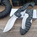 10.4in Unisex Adult Lockback Folding Knife - Tri-Ad Lock Pocket Knife with AUS8 Steel blade and Nylon Glass Fiber HandleThumb Plate and Belt Clip for EDC Camping Hunting Survival