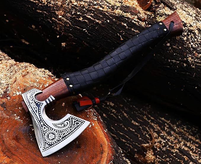 Handmade 17 Viking Axe with Sheath - Norse Medieval Axe | Nordic Style Hatchet | Decorative Collectible | Viking Gift for him | Birthday Anniversary Christmas (EBX-02)