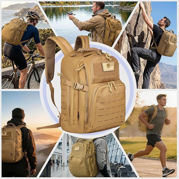 Military Tactical Backpack Tactical Backpack for Men Army 3 Days Assault Pack Military Molle Backpack Waterproof EDC Hiking Bug Out Bag with Water Bladder Compartment Hiking Rucksack