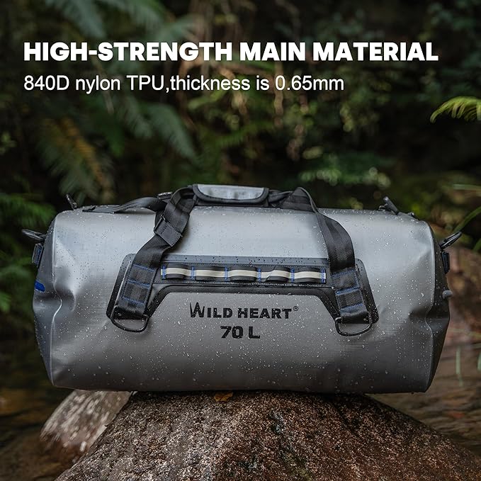 WILD HEART Waterproof Dry Duffel Bag Airtight TPU Dry Bag for Motorcycle Kayaking Rafting Skiing Travel Hiking Camping…