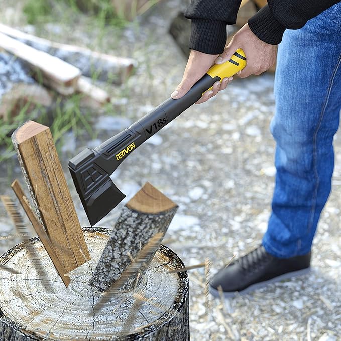 LEXIVON V18s Splitting Axe 18-Inch Lightweight Fiber-Glass Composite Handle &amp Ergonomic TPR Grip | Protective Carrying Sheath Included (LX-V18s)