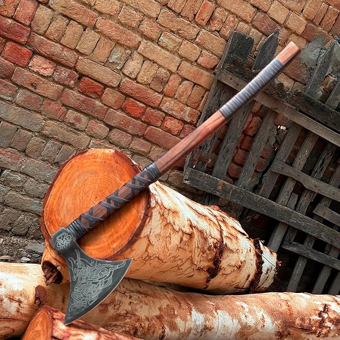 MDM-012 Custom Handmade Viking Axe Real Tomahawk Viking Hatchet Beared Camping Axe 5160 HIGH Carbon Steel Blade Throwing Set Vintage Ax Viking Gift for Him - Viking Gifts for Him