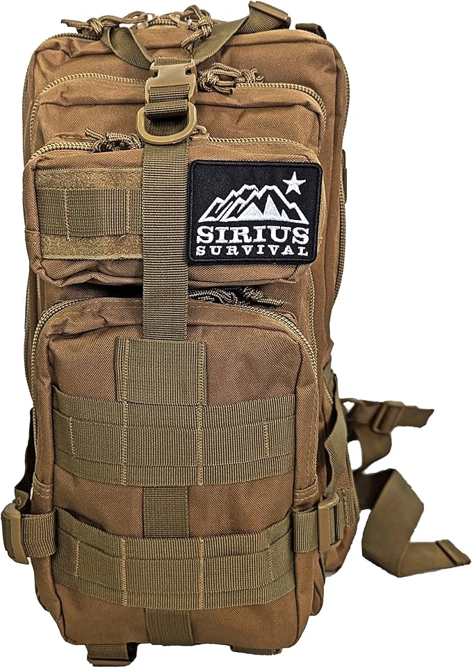 Sirius Tactical Backpack - 30L Capacity - Heavy Duty 900D Polyester - Hunting Hiking or Camping Backpack – Military Backpack (Tan)