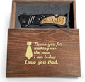 Premium Laser Engraved Folding Pocket Knife Wooden Handle and Gift Box Foldable Camping Knife for Dad Fathers Day
