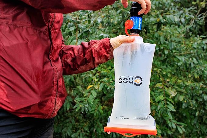 Vecto Water Collection and Filtration Bag (2L 3L) - 28mm Neck Compatible with Popular Filters - Wide Opening for Easy Water Collection - Lightweight Compact Durable Tethered Cap and Slider