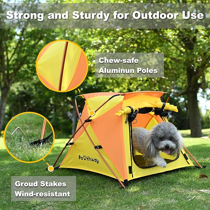 Portable Dog Tent for Small to Medium Sized Pets up to 25lb Waterproof Dog Tent Outdoor Lightweight with Carrying Bag Fully Zipped Meshed Door and Window for Camping Beach Backyard