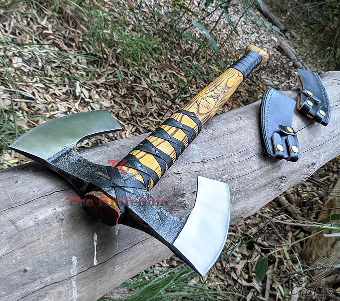 FS Crafts AxeVS003B 34 Double Head Berserker Axe Two Hand Axe Broad Axe Hewing Axe Double Edged Battle Axe Large Norse Axe Double Blade Axe Big Viking Axe Hand Forged Axe Blade Axe
