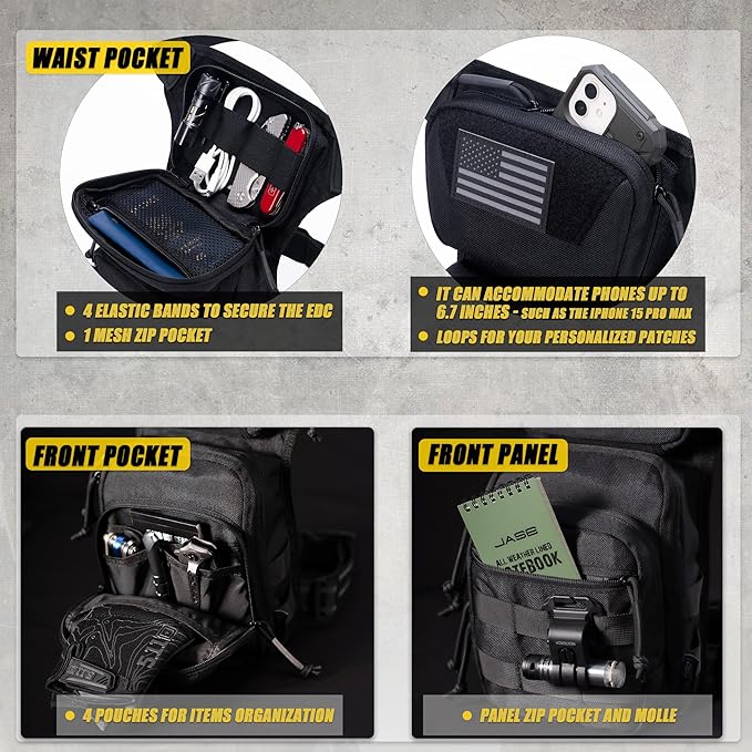 Tactical Drop Leg Bag Utility Pouch Molle Pack for Outdoor Motorcycle Cycling Hunting Hiking with CCW Gun Holster