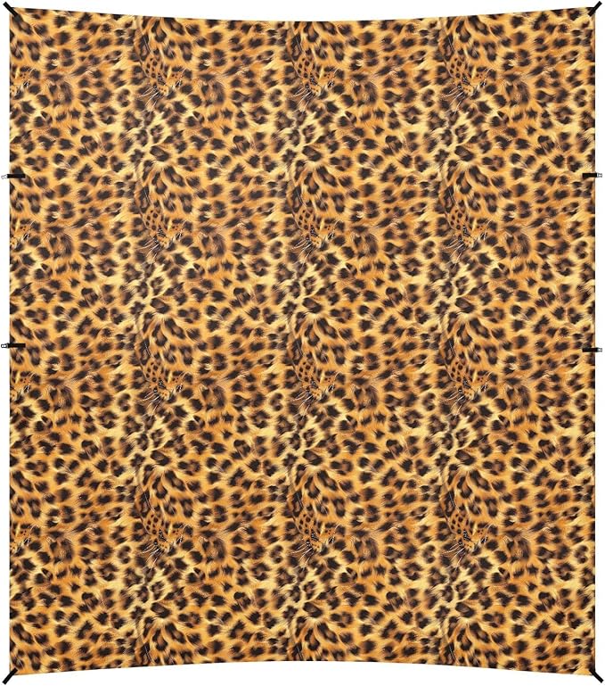 ALAZA Furry Cheetah Leopard Print Beach Tent Sun Shelter UPF50+ Protection Beach Shade Canopy w/ 4 Sandbags for Outdoor Camping Fishing Backyard Fun Picnic 10x9 ft