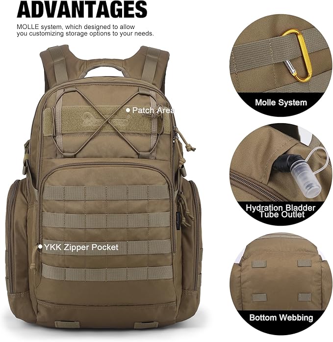 Mardingtop Military Tactical Backpack for Men 40L Molle Rucksack Assault Pack EDC Daypack for HikingTravelCamping Hunting