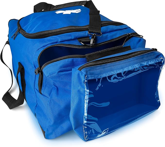 ASA TECHMED Large EMT First Responder Trauma Medical Bag Empty for Home 21x12x9 Inches Office School EMTs Paramedics First Responders Blue