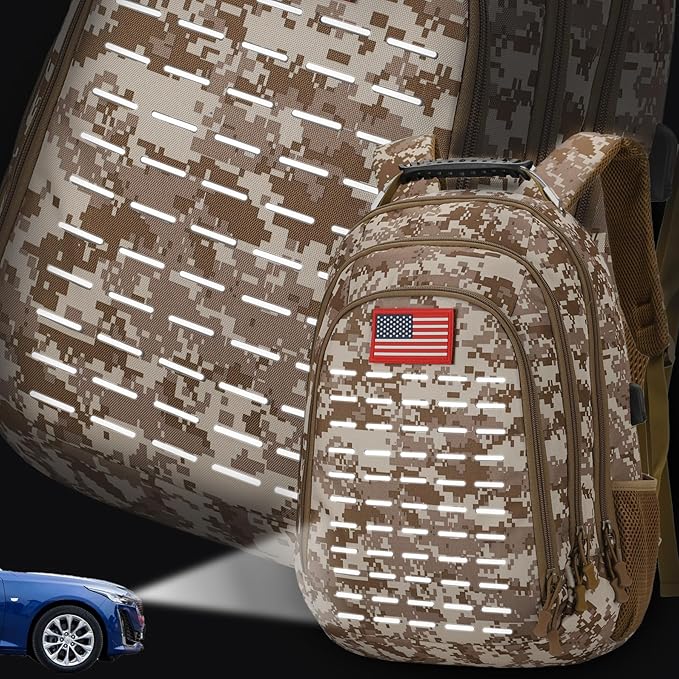 Camo BackpackSmall Tactical Backpack for outdoorMilitary Teen Boys Backpacks for School with USB Charging Port40L