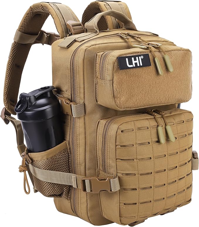 LHI Tactical Military Backpack for Men 25L/45L Large Molle Army Assault Pack 3 Day Hiking Rucksack With Bottle Holder