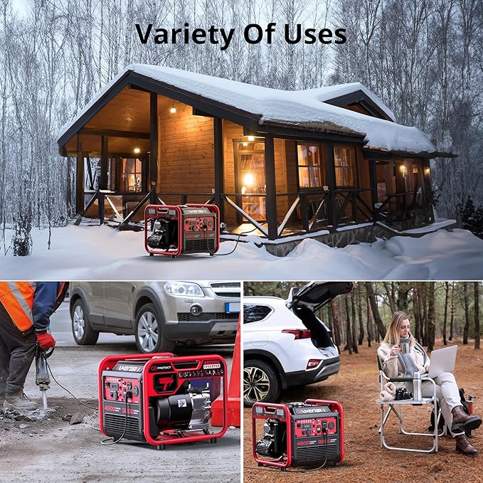 Portable 4500W Gas-Powered Inverter Generator with CO Sensor Lightweight Quiet and EPA-Compliant for Home Emergency Backup and Camping