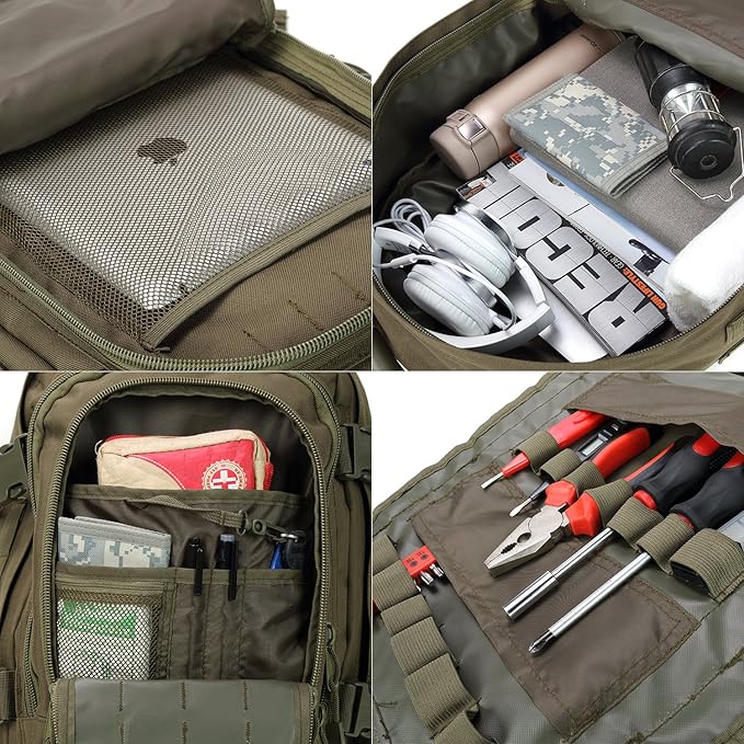 Greencity 3 Day Tactical Backpack Large Capacity Army Molle Bag Expandable Hiking Camping Hunting