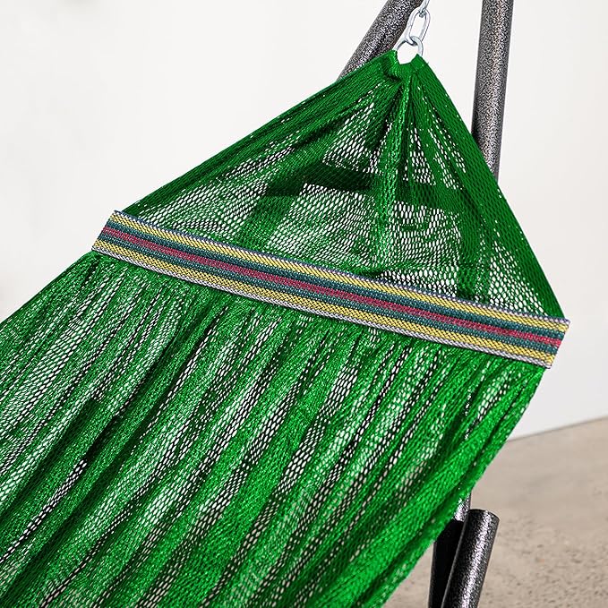 Best Home Fashion Hammock for 2 Persons with Collapsible Steel Stand 600 lbs Capacity- Portable Carrying Case Adjustable Perfect for Camping Beach Patio EZ Daze Foldable Hammock with Stand- Green