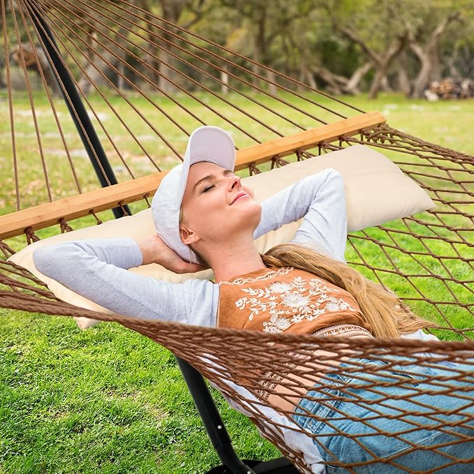 SUNCREAT Portable Hammock with StandHeavy Duty Standing Hammock 450 lbs Capacity Brown