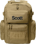 Personalized Tactical Backpack Range Bag Loop Panel for Badges and Patches Military Bag Monogrammed Name Coyote Brown