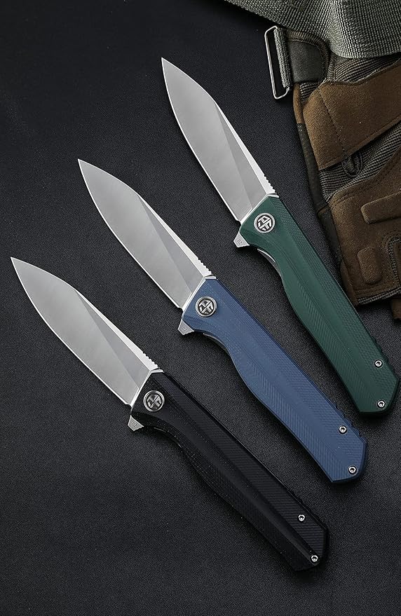 Petrified fish G10 handle D2 steel blade 2CR13 liner ball bearing flipper folding knife camping hunting EDC pocket tool PF818 (Purple Stonewash)