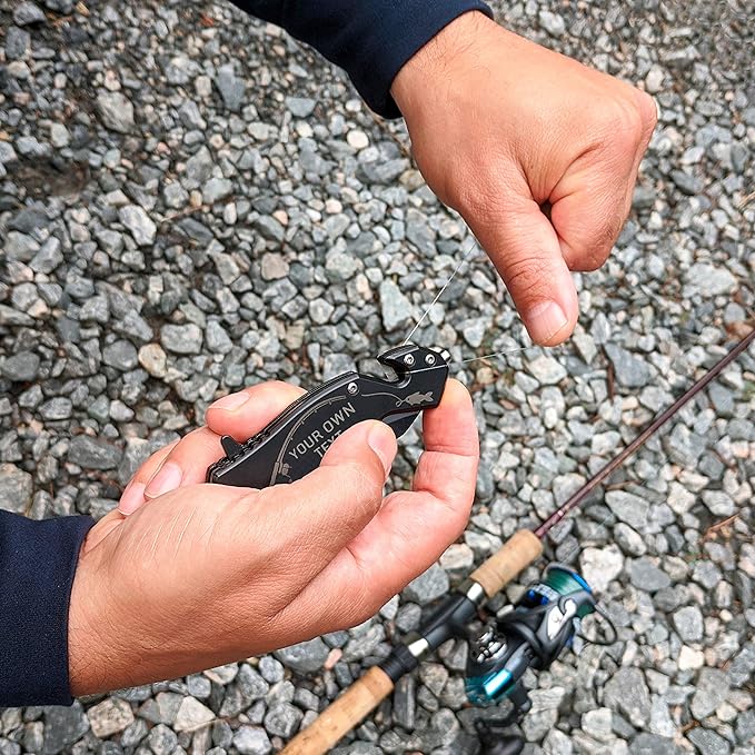 Personalized Fishing Gifts for Men Husband Friend Dad Grandpa Brother Coworker - Custom Engraved Pocket Knife for Fisherman - Gift Idea for Fishers for Christmas Father's Day (Customize it!)