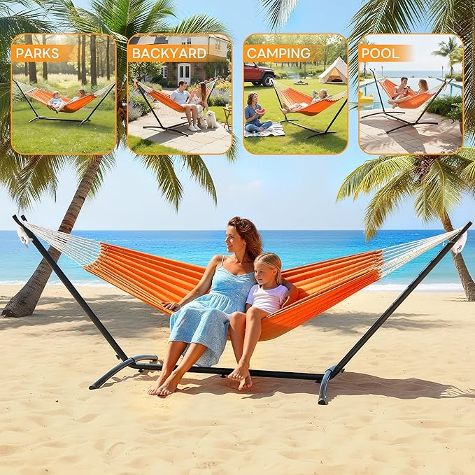 NEWBULIG Hammock Stand Only Heavy Duty Hammock Stands for Double 2 Person for Outside for Garden Backyard Patio Pool Beach with Carrying Case