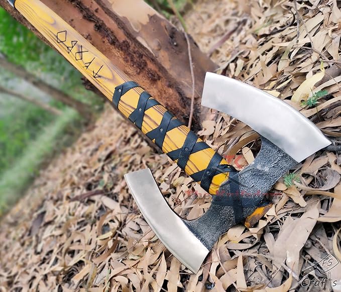 FS Crafts AxeVS003C 34 Double Head Berserker Axe Two Hand Axe Broad Axe Hewing Axe Double Edged Battle Axe Large Norse Axe Double Blade Axe Big Viking Axe Hand Forged Axe Blade Axe