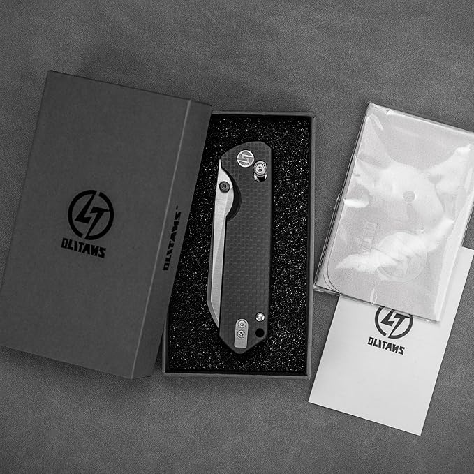 OLITANS G062 Folding Knife for EDC 14C28N Steel Blade Pocket knife Crossbar Lock Knife for Outdoor Survival Hunting and Camping 3.28oz（G10 Carbon Fiber+Satin）